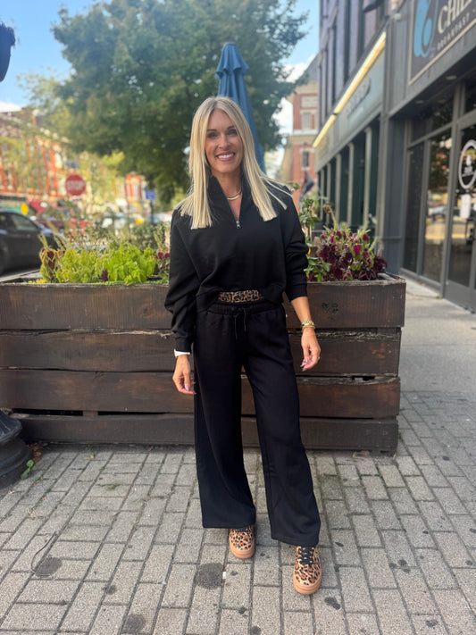 Black & Leopard Quarter Zip