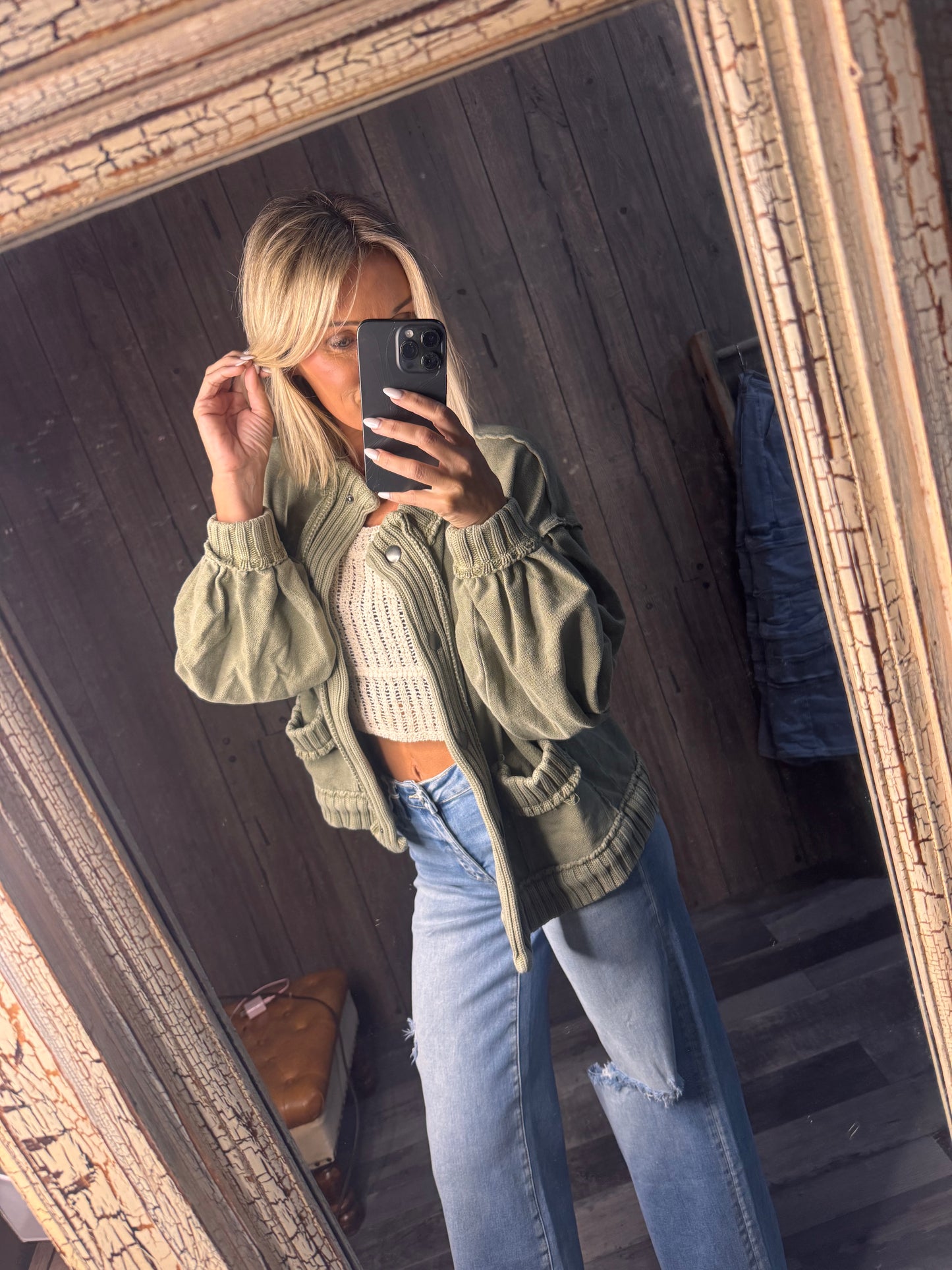 Washed Vintage Ribbed Cardigan