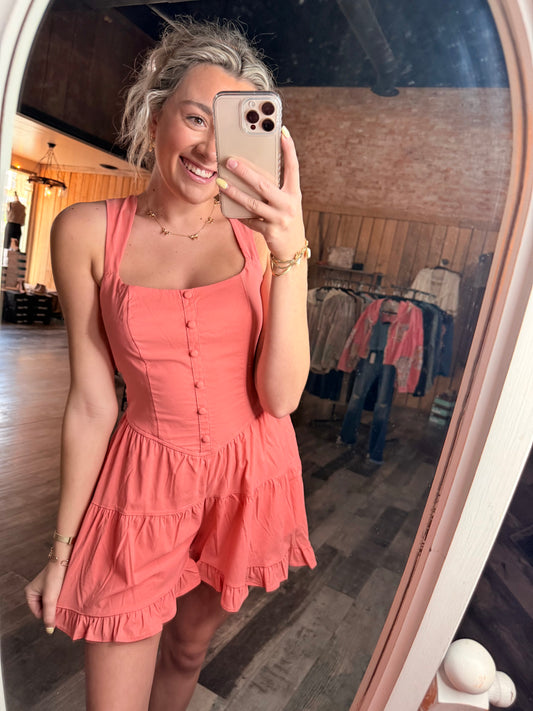Rose Coral Romper