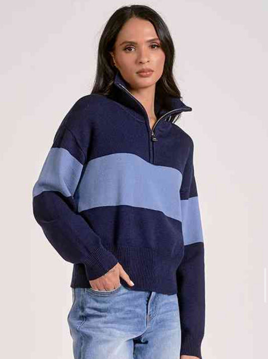 Navy Blue Stripes Sweater
