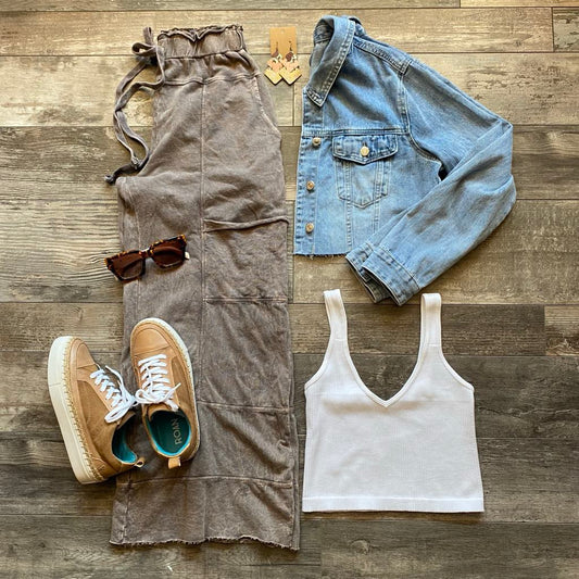 Mineral Wash Wide leg Cropped