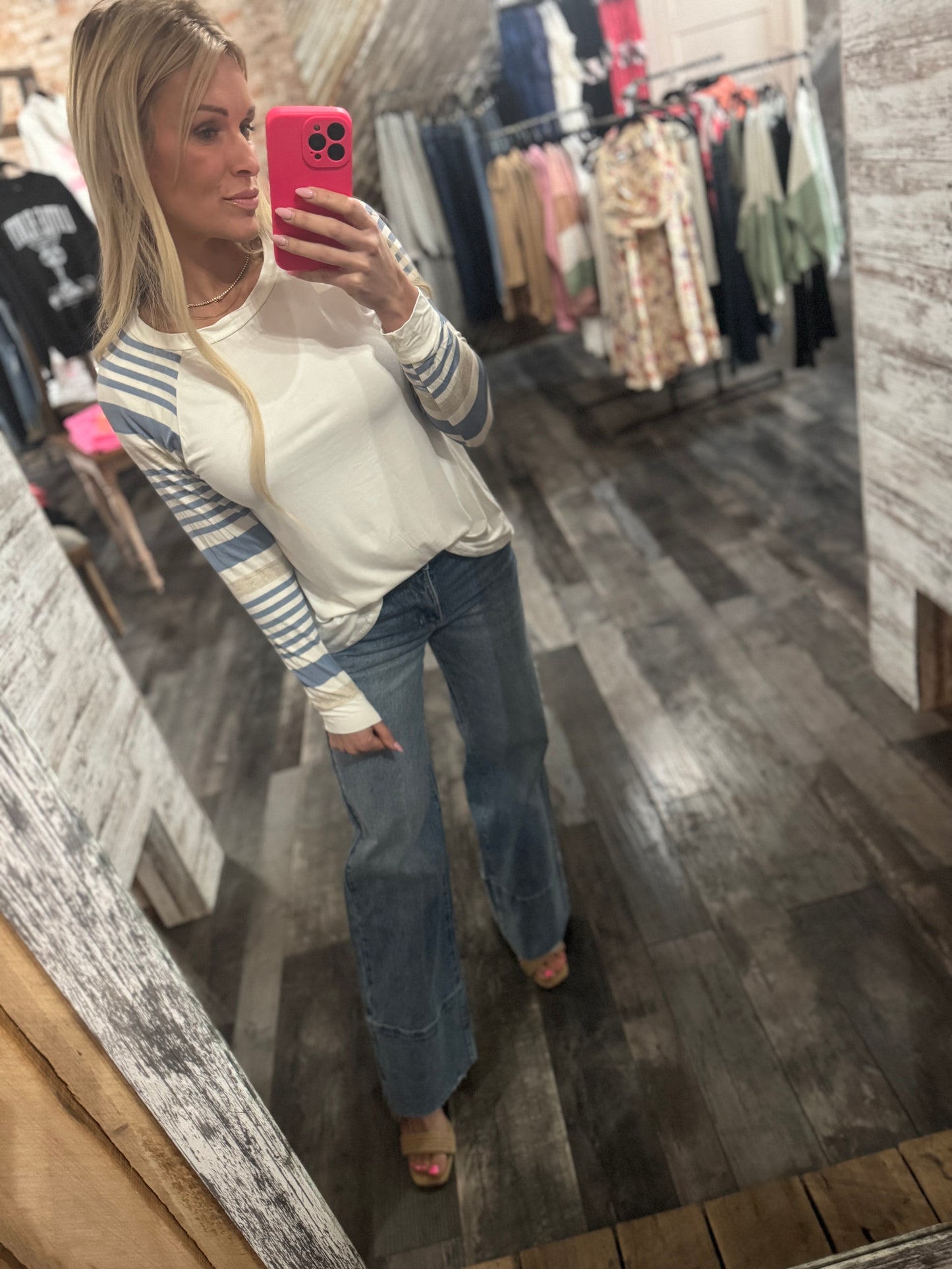 Navy Stripe Jersey Top