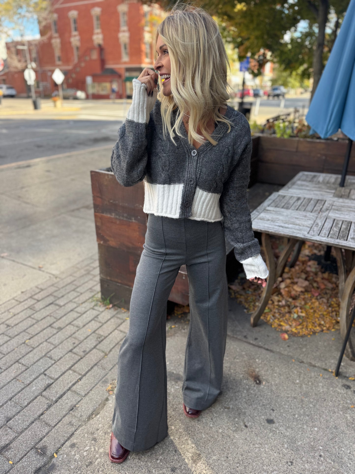 Grey Colorblock Cardi