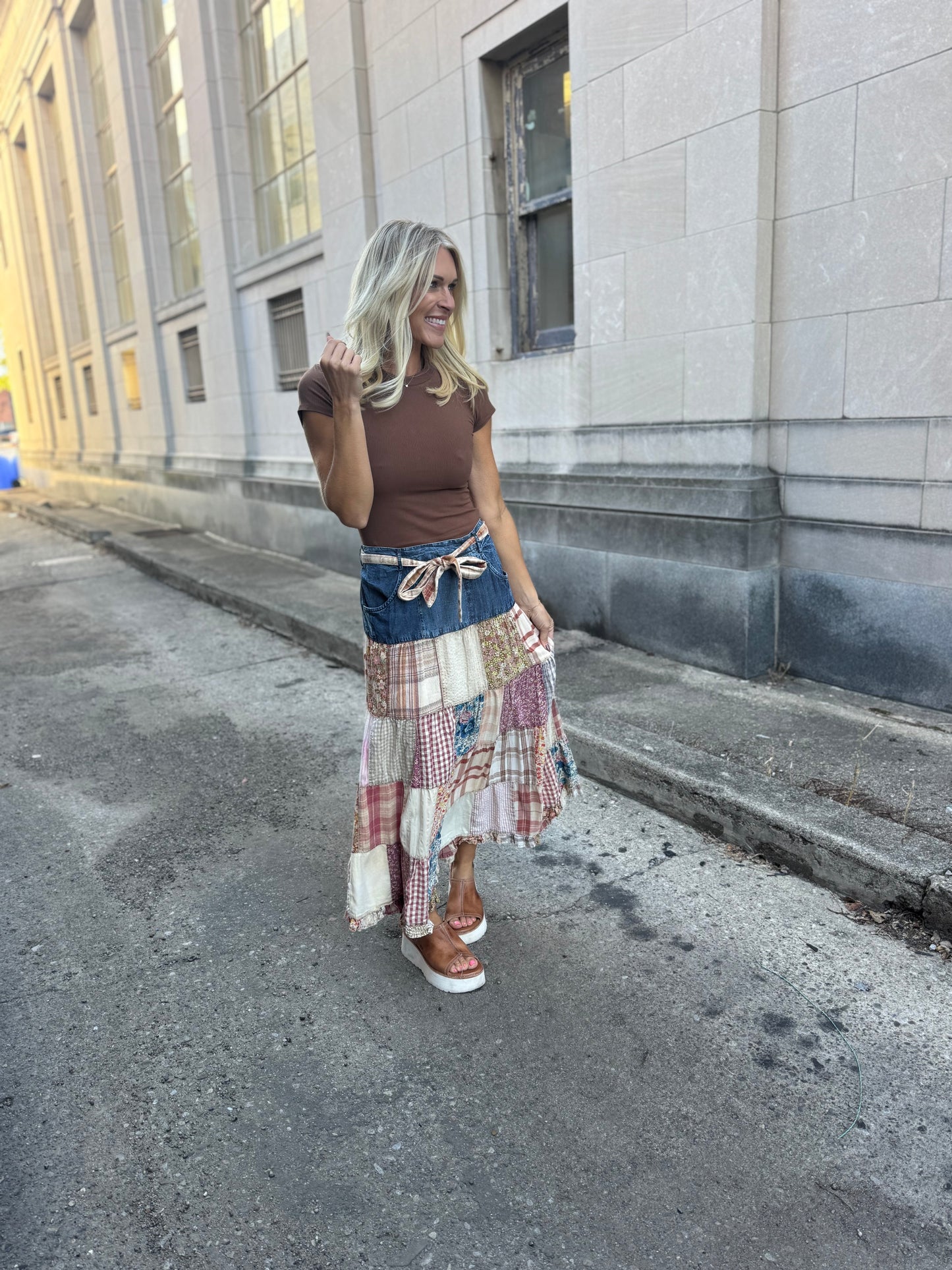 Maxi Belted Plaid Skirt