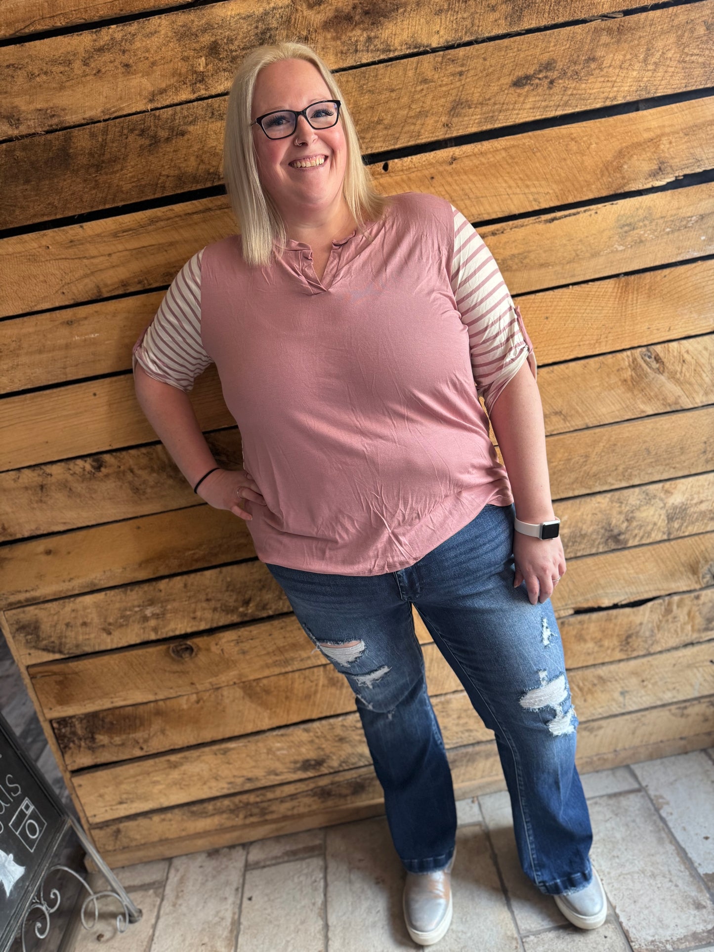 Mixed Split Rolled Sleeve