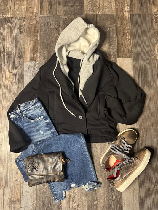 Black/Grey Cotton Blazer