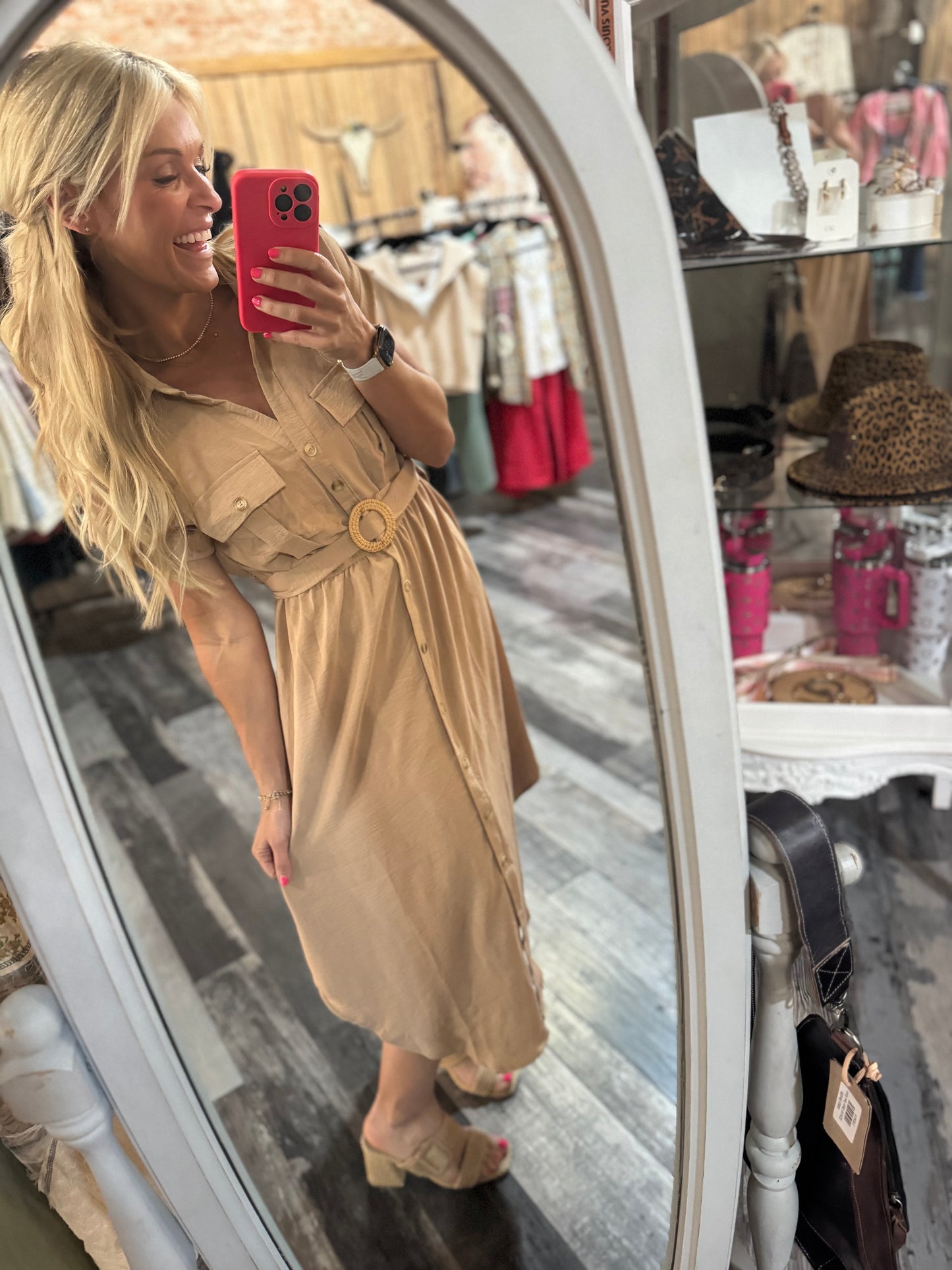 Collared Belted Maxi Dress