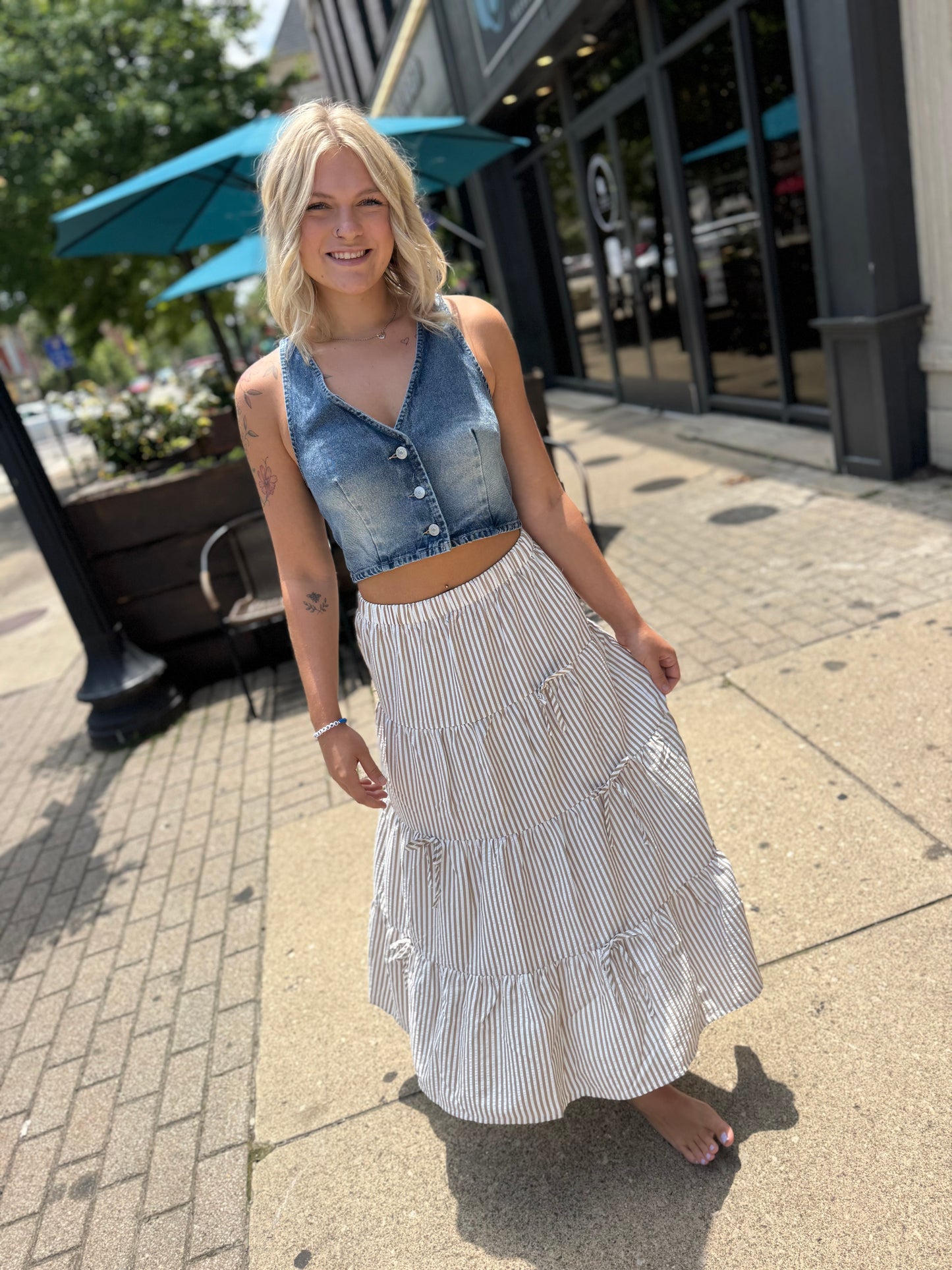 Buckle Open Back Denim