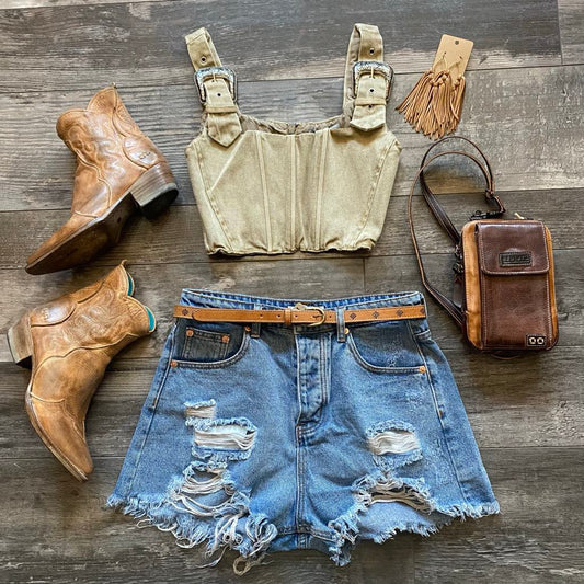 Western Buckle Demin Crop