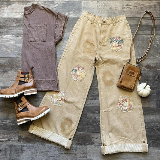 Sand Flower Patch Pant