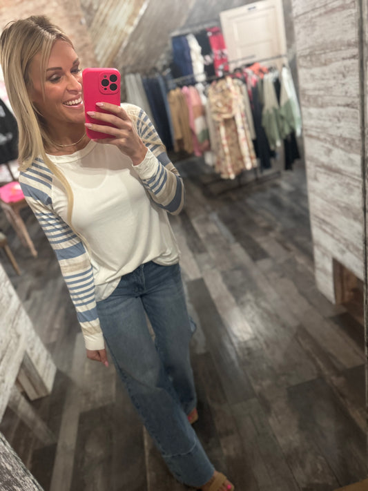 Navy Stripe Jersey Top