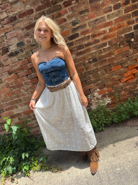 Eyelet Midi Maxi Skirt