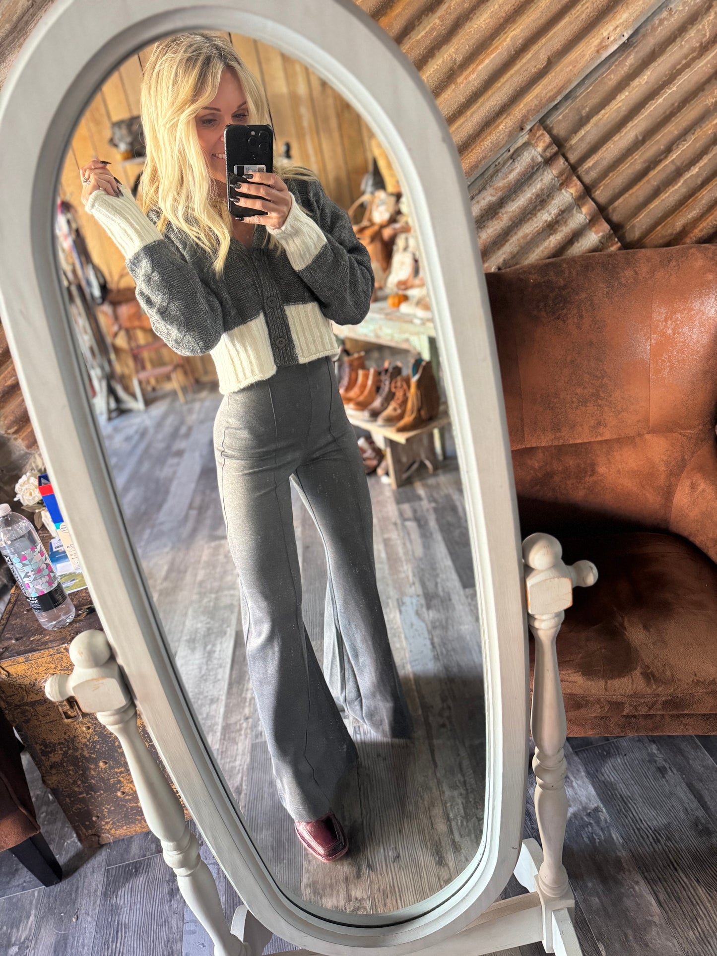 Grey Colorblock Cardi