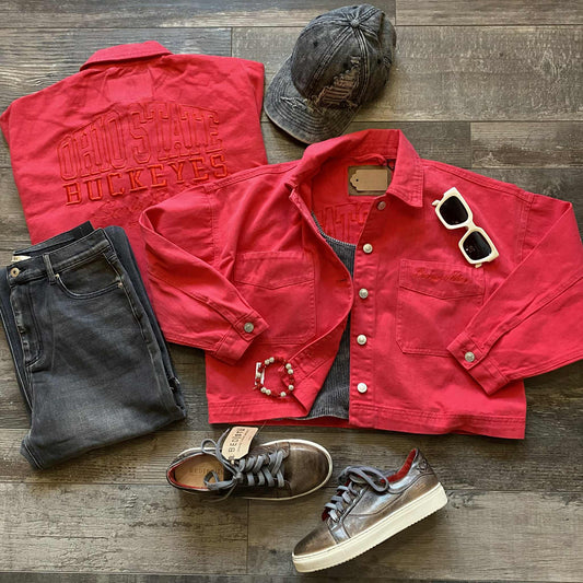 Red Denim Script OHIO