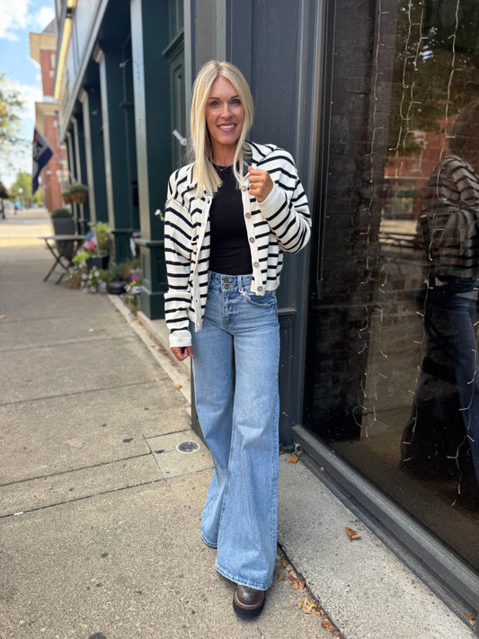 Stripe Collared Cardi