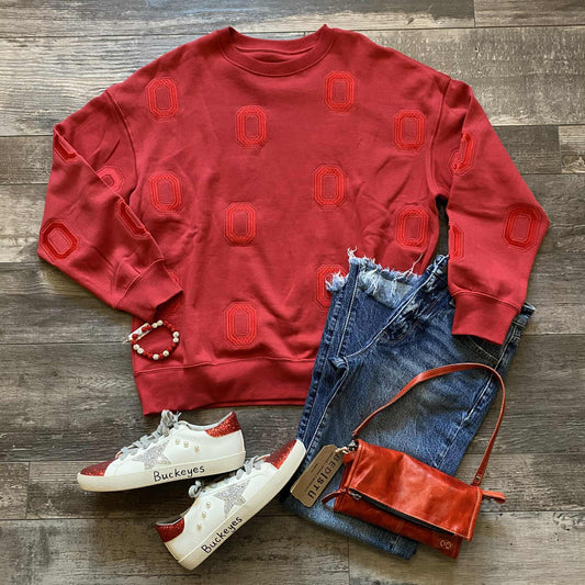 Embossed Block O Red Sweatshirt