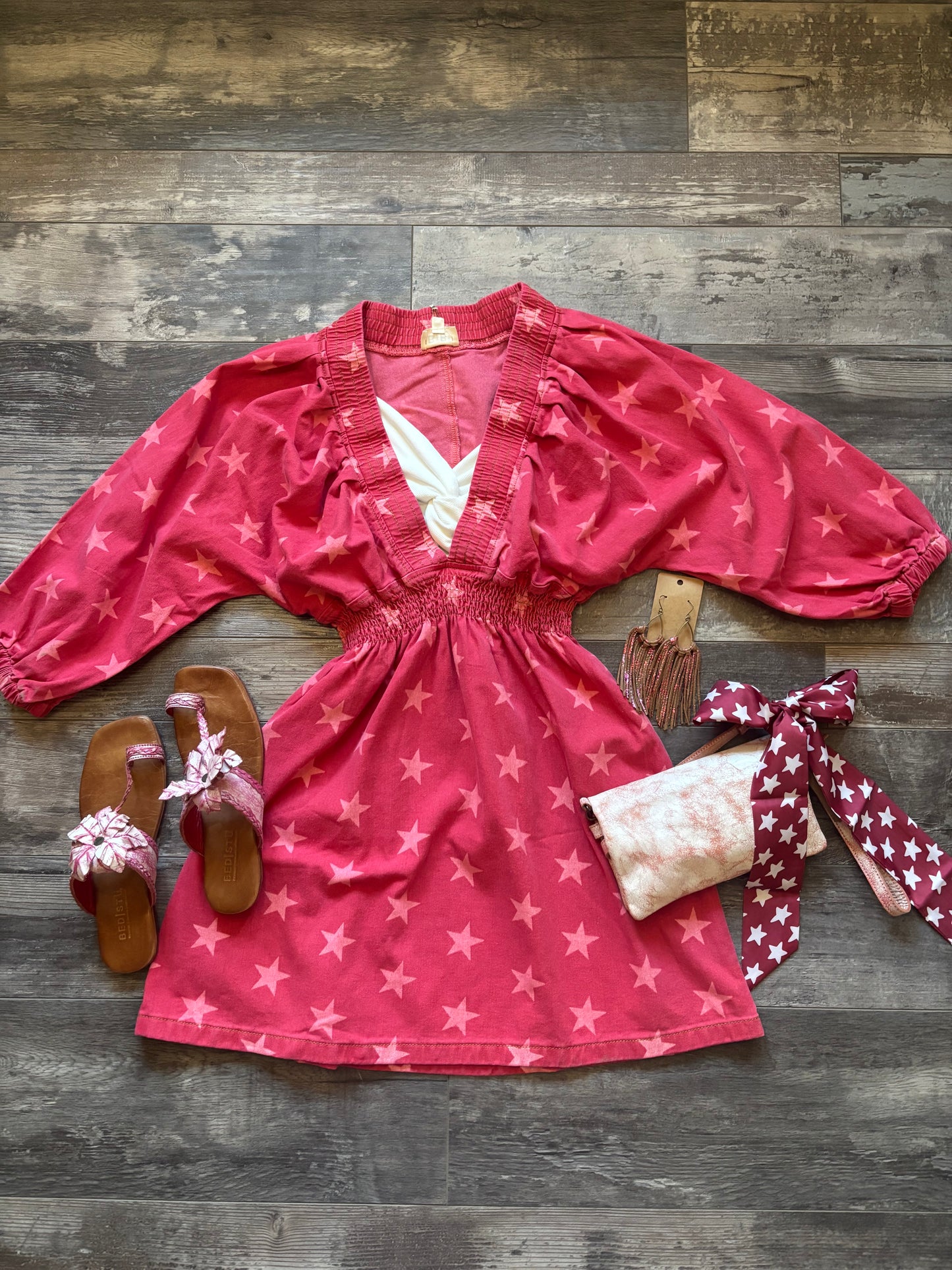 Washed Red Star Dress