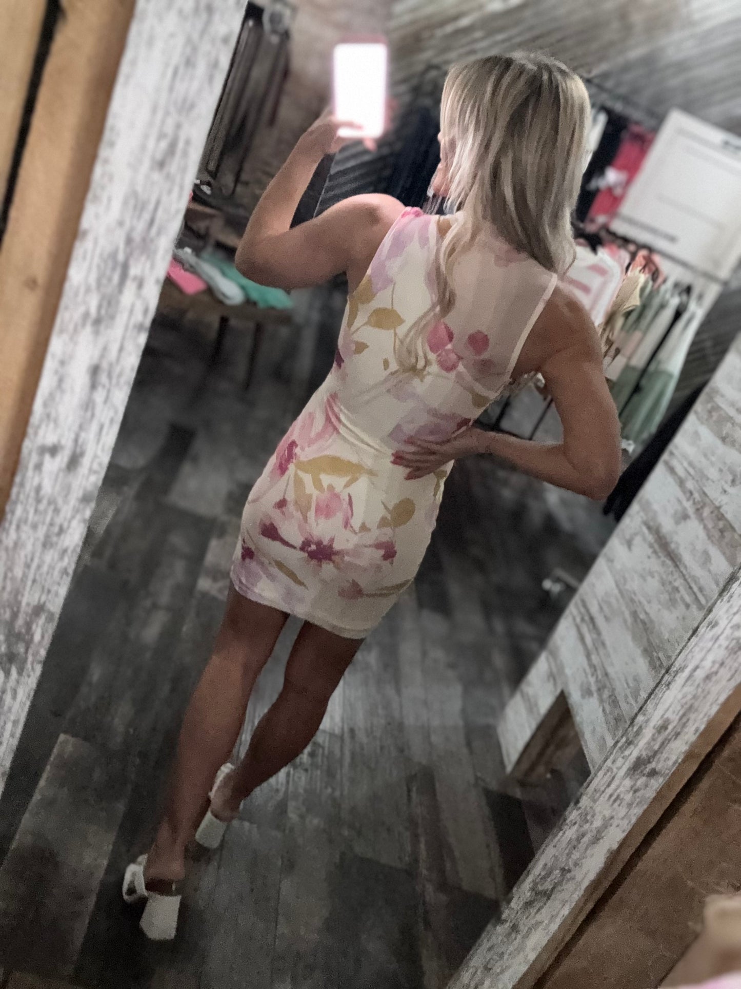 Floral Sleeveless Ruched Dress