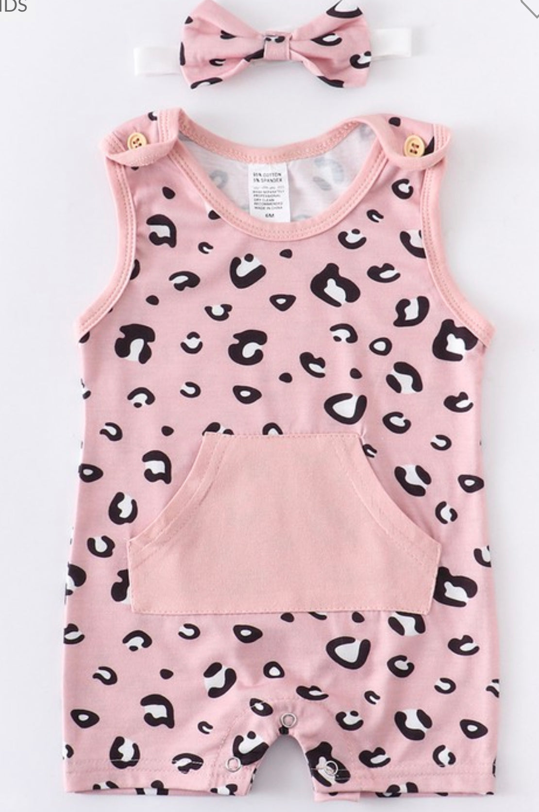 Leopard baby romper w/ headband