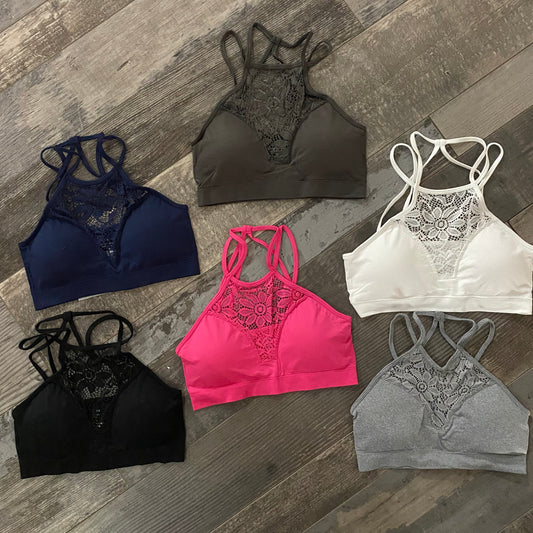 Lace halter bralette