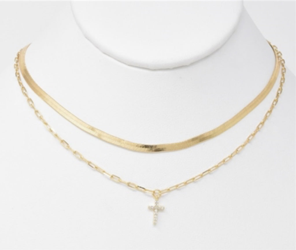Cross & Herringbone Necklace