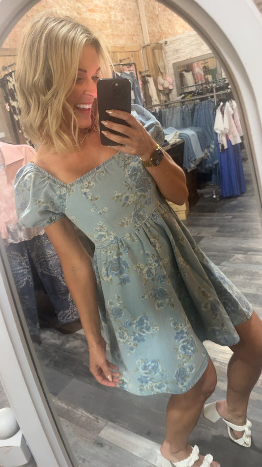Floral Denim Dress