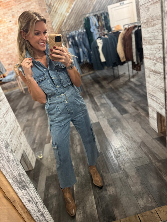 Belted Washed Overalls