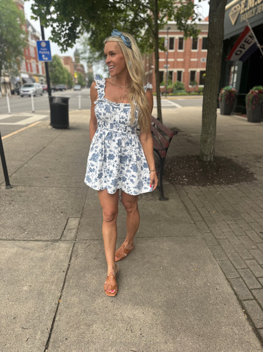 Floral Blue/Ivory