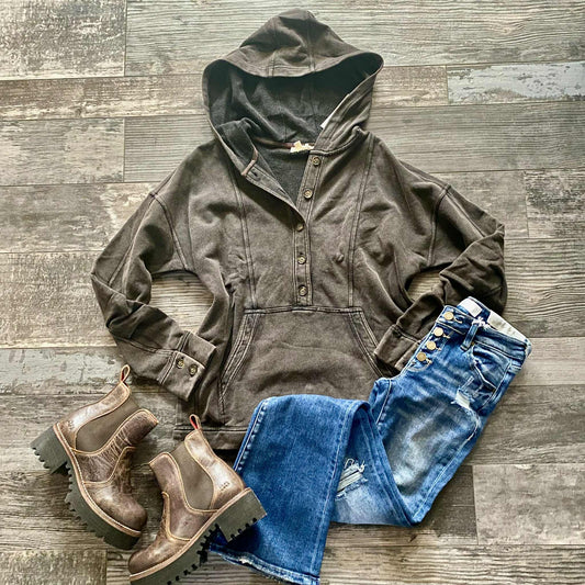 Hooded Washed Terry Tunic