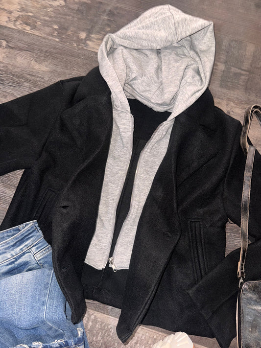 Hooded Layered Jacket