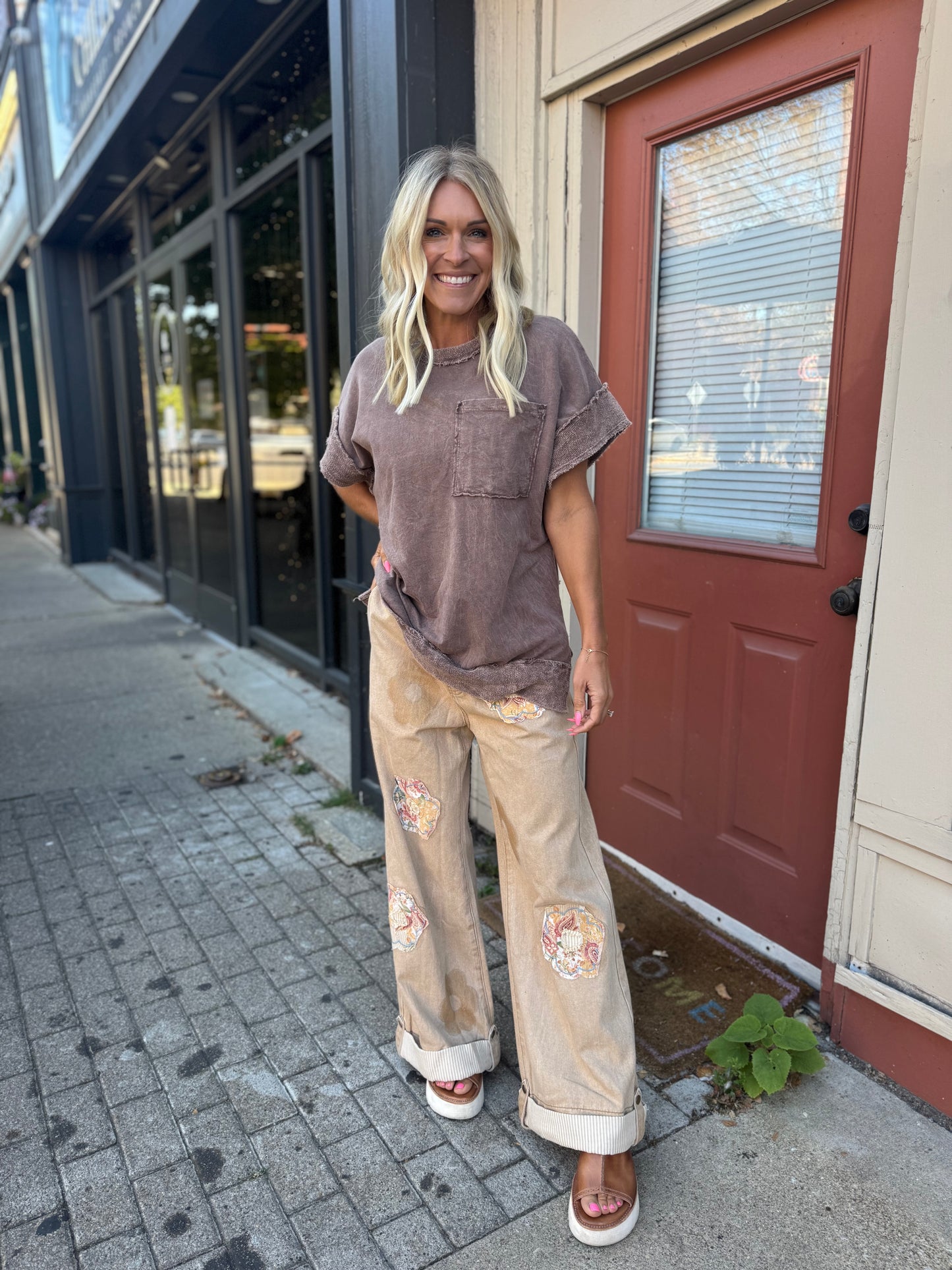 Sand Flower Patch Pant