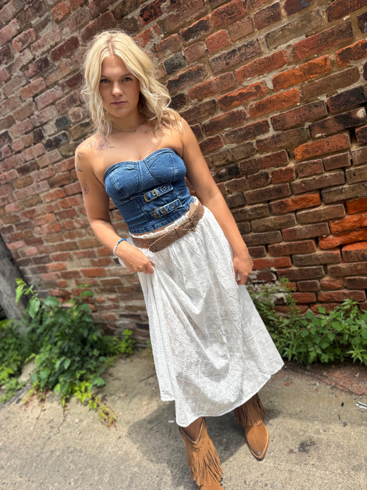 Eyelet Midi Maxi Skirt