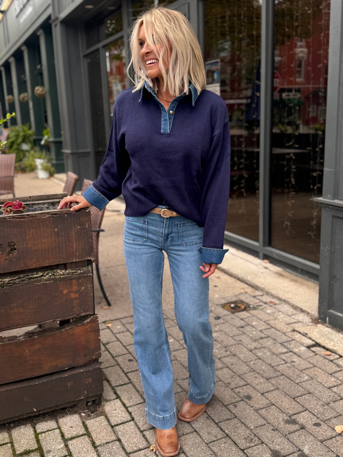 Sally Class Collard Sweater