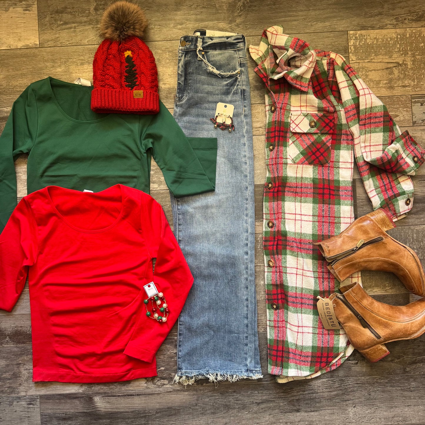 Long Plaid Holiday Shacket