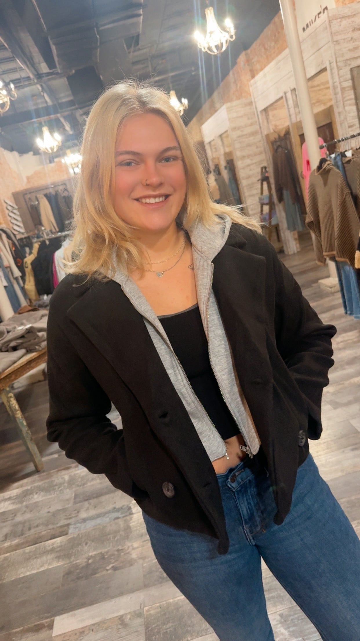 Hooded Layered Jacket