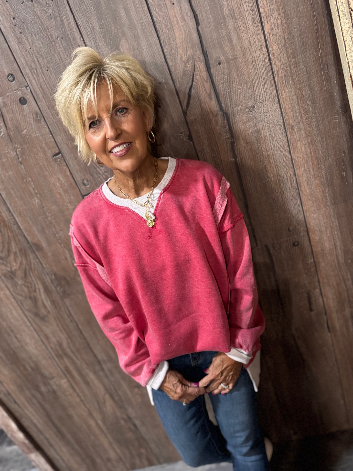 Contrast Wash Pullover