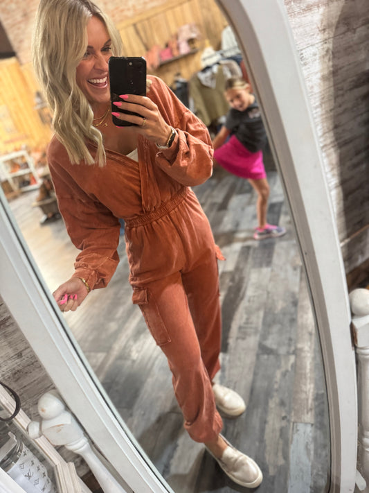 Mineral Wash Burnt Jumpsuit
