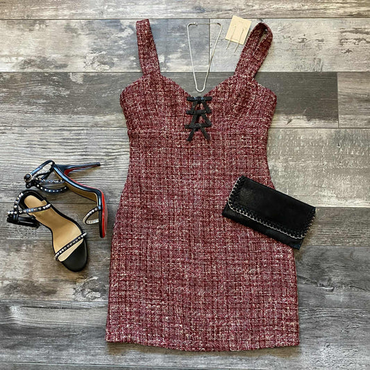 Burgundy Plaid Twill dress