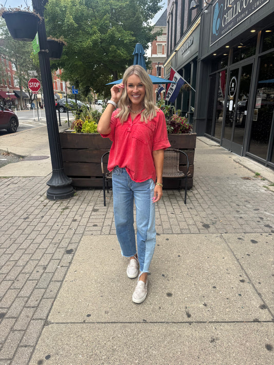 Split V Collar Top