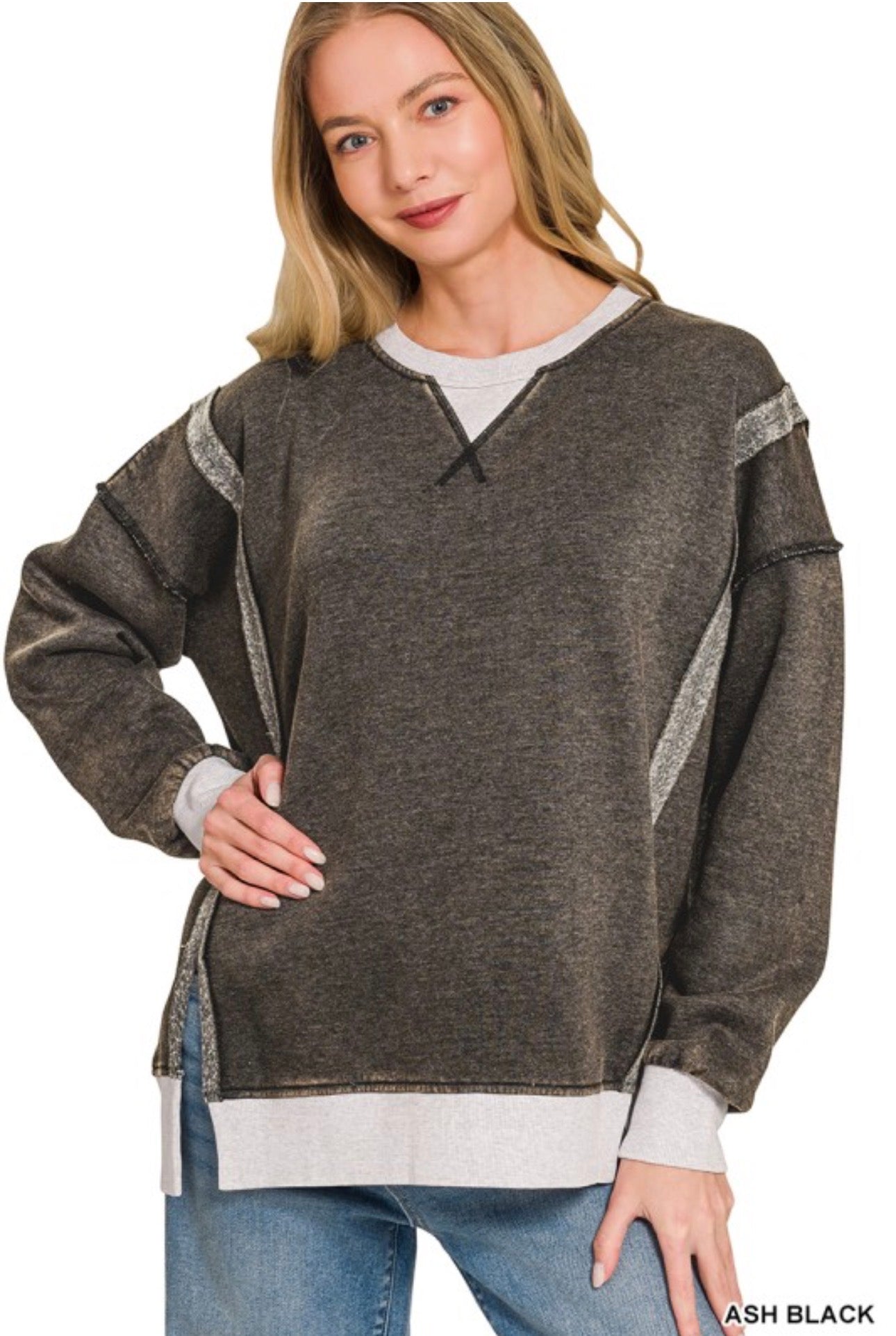 Contrast Wash Pullover