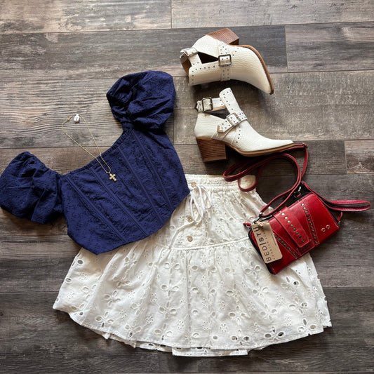 Ivory Petal Mini Skirt