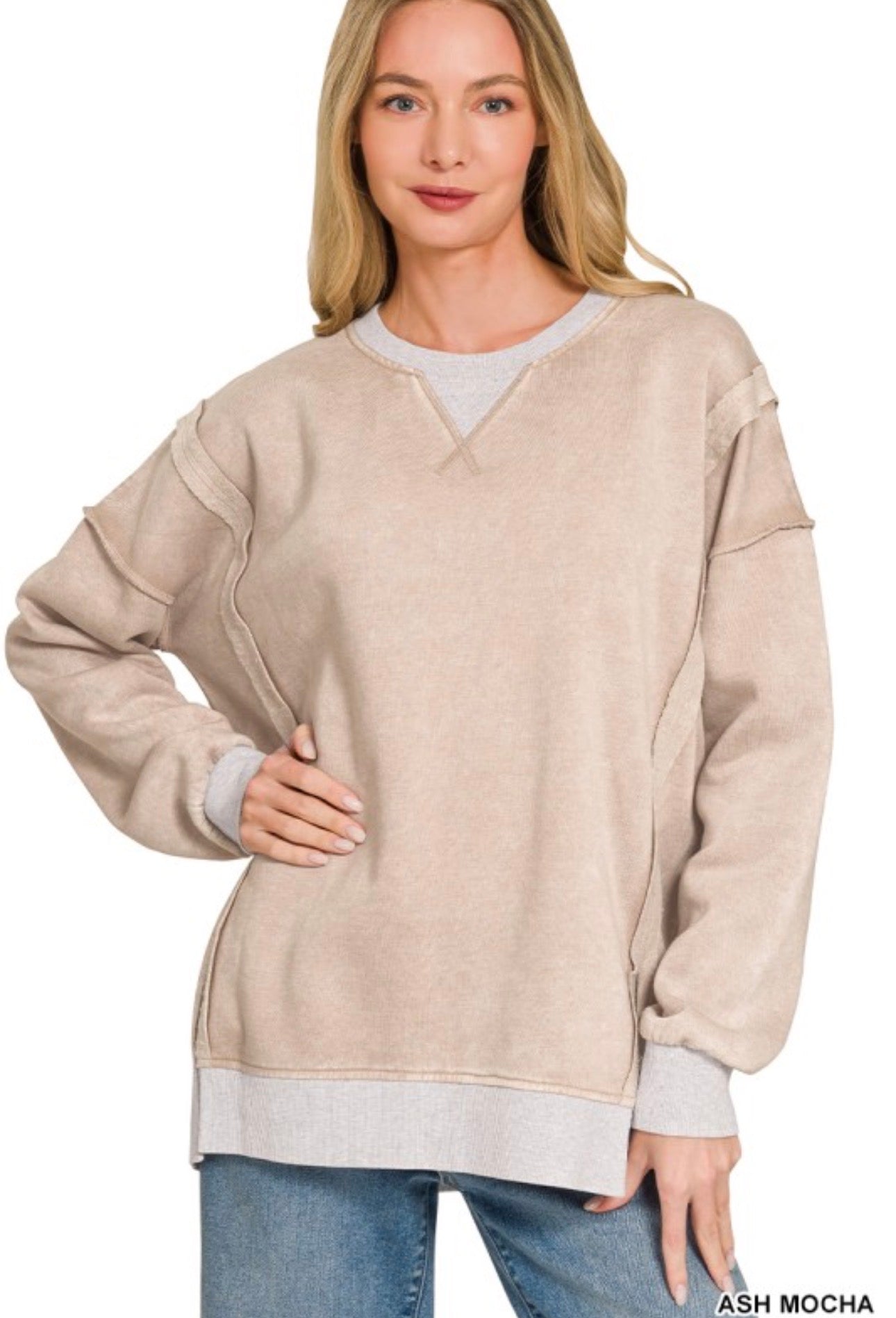 Contrast Wash Pullover