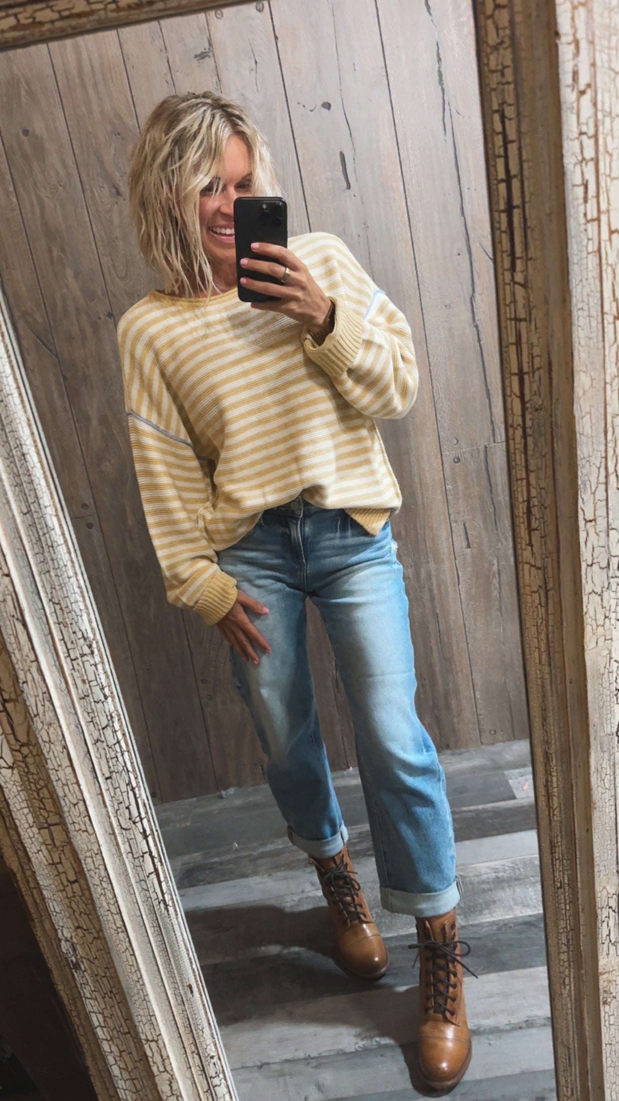 Yellow Stitch Raw Edge Sweater