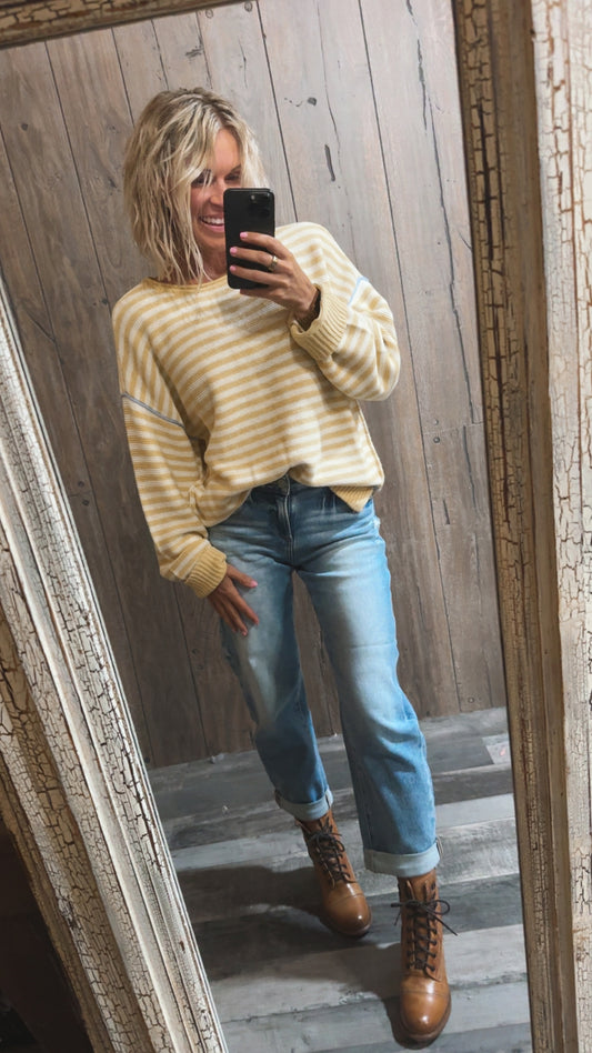 Yellow Stitch Raw Edge Sweater