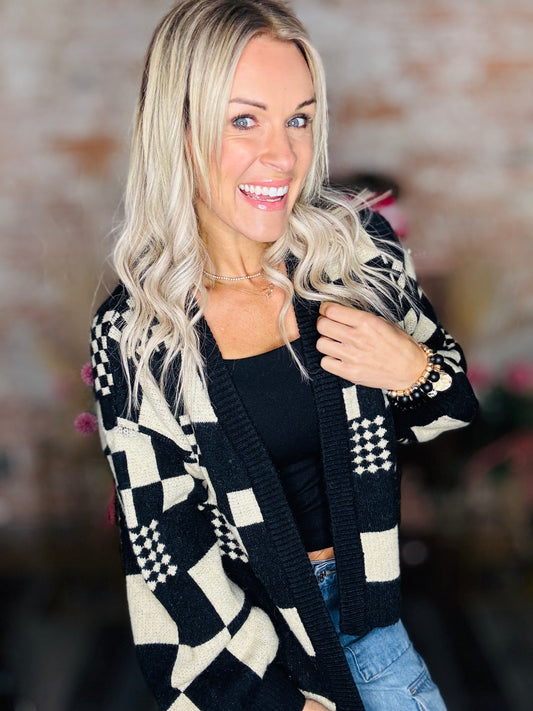 Mixed Check Cardigan