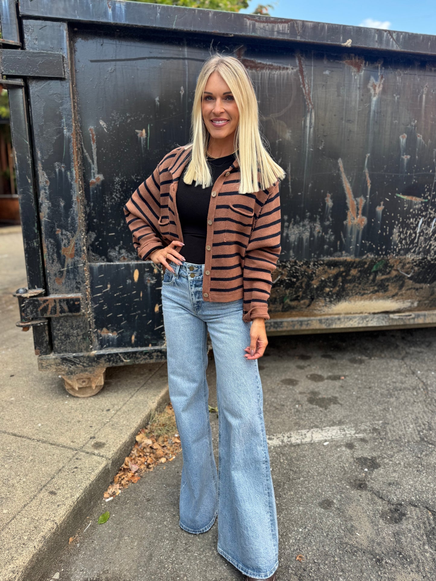 Stripe Collared Cardi