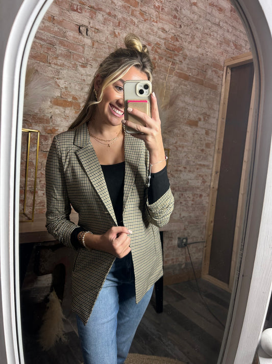 Plaid Ruched Blazer