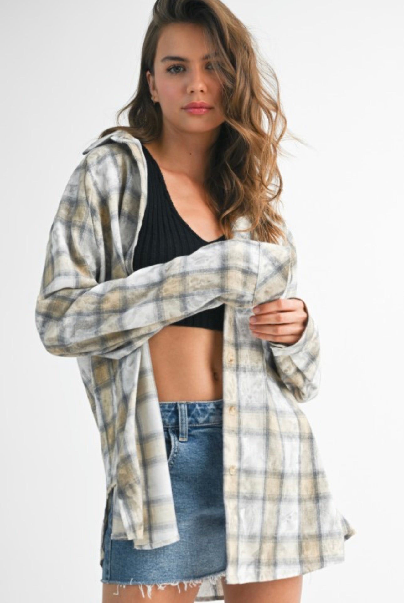 Laura Plaid Washed Top