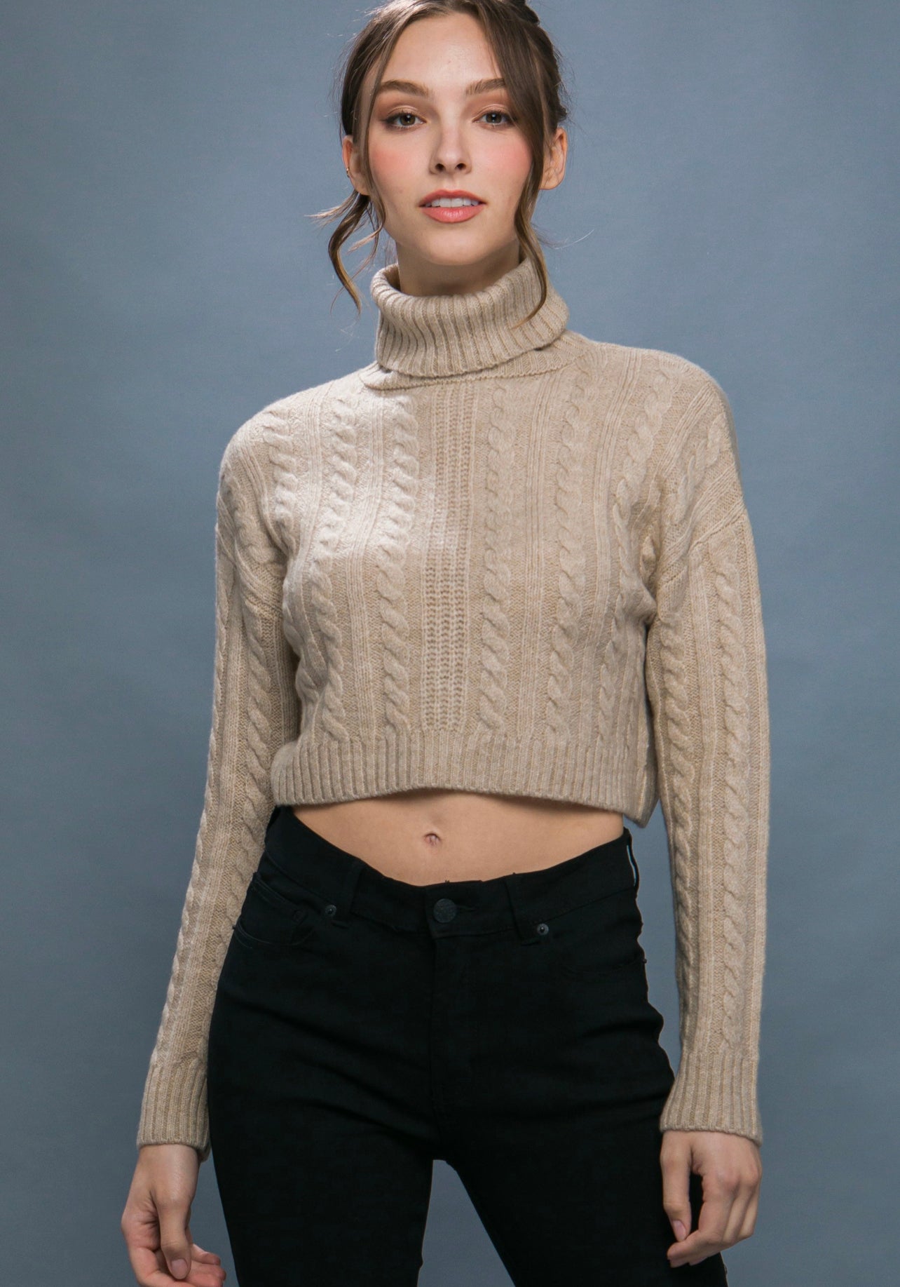 High Neck Cropped Sweater