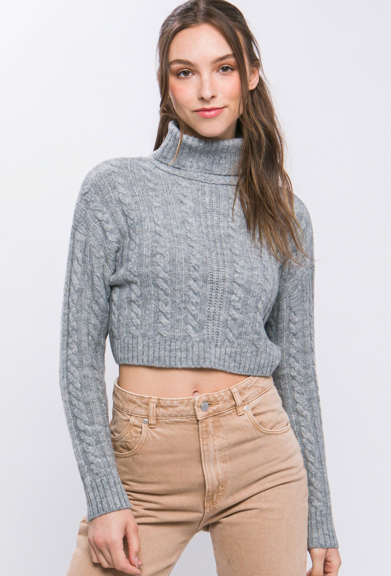 High Neck Cropped Sweater